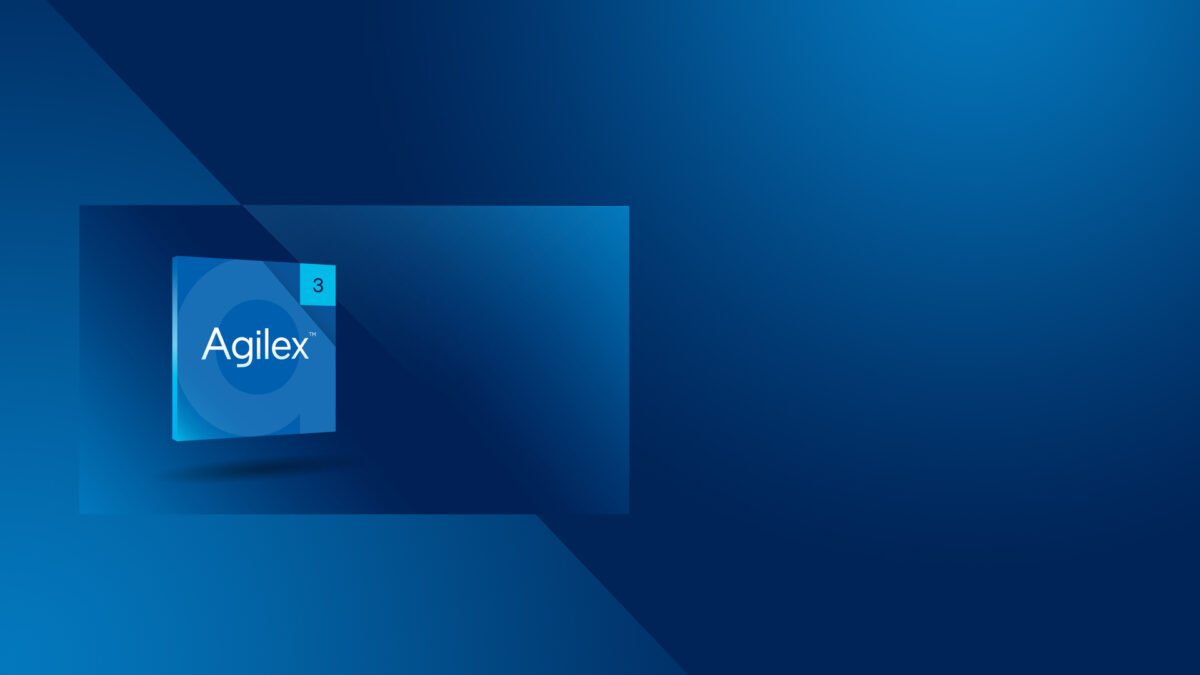 A digital illustration featuring overlapping blue rectangles and geometric shapes. The word Agilex is prominently displayed in the center with the number 3 in a small blue square in the upper right corner. The background is a gradient of blue tones.