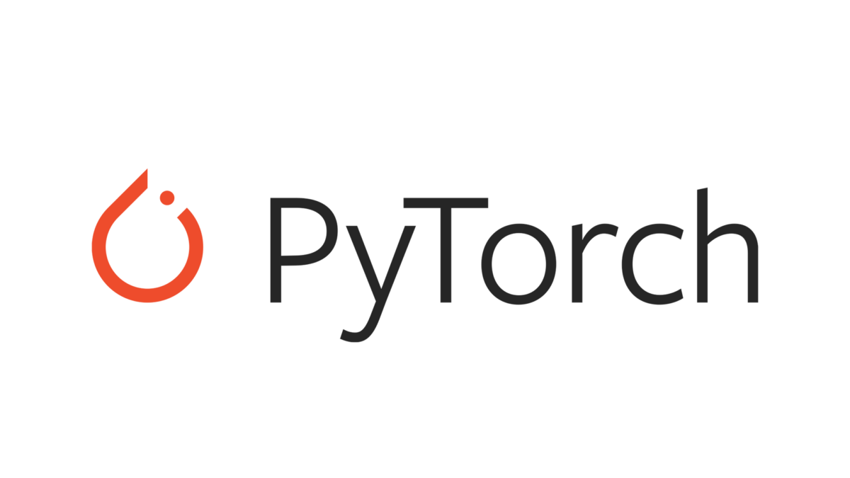 Logo of PyTorch featuring a stylized red flame icon followed by the word PyTorch in black text.