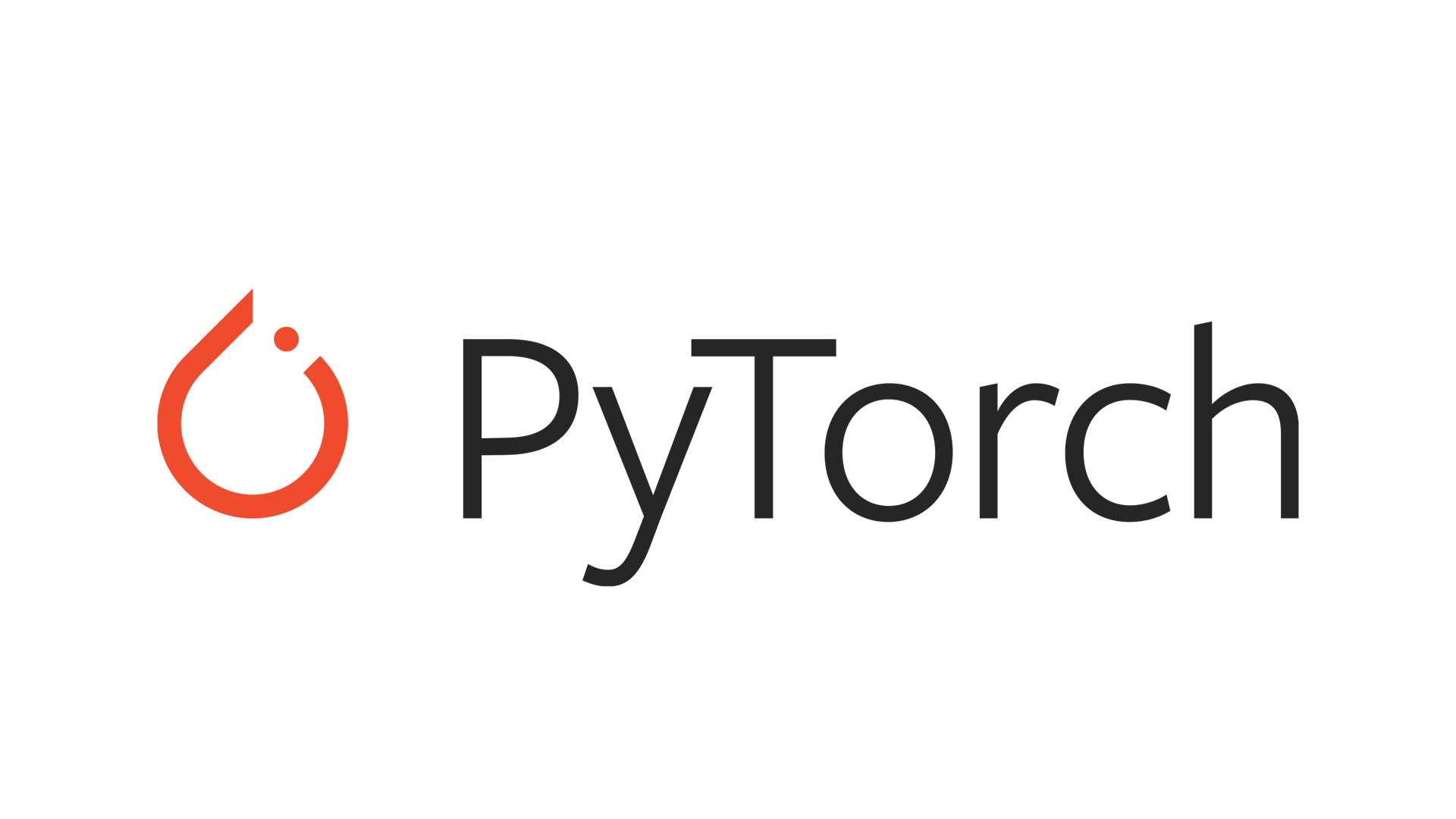 Logo of PyTorch featuring a stylized red flame icon followed by the word PyTorch in black text.