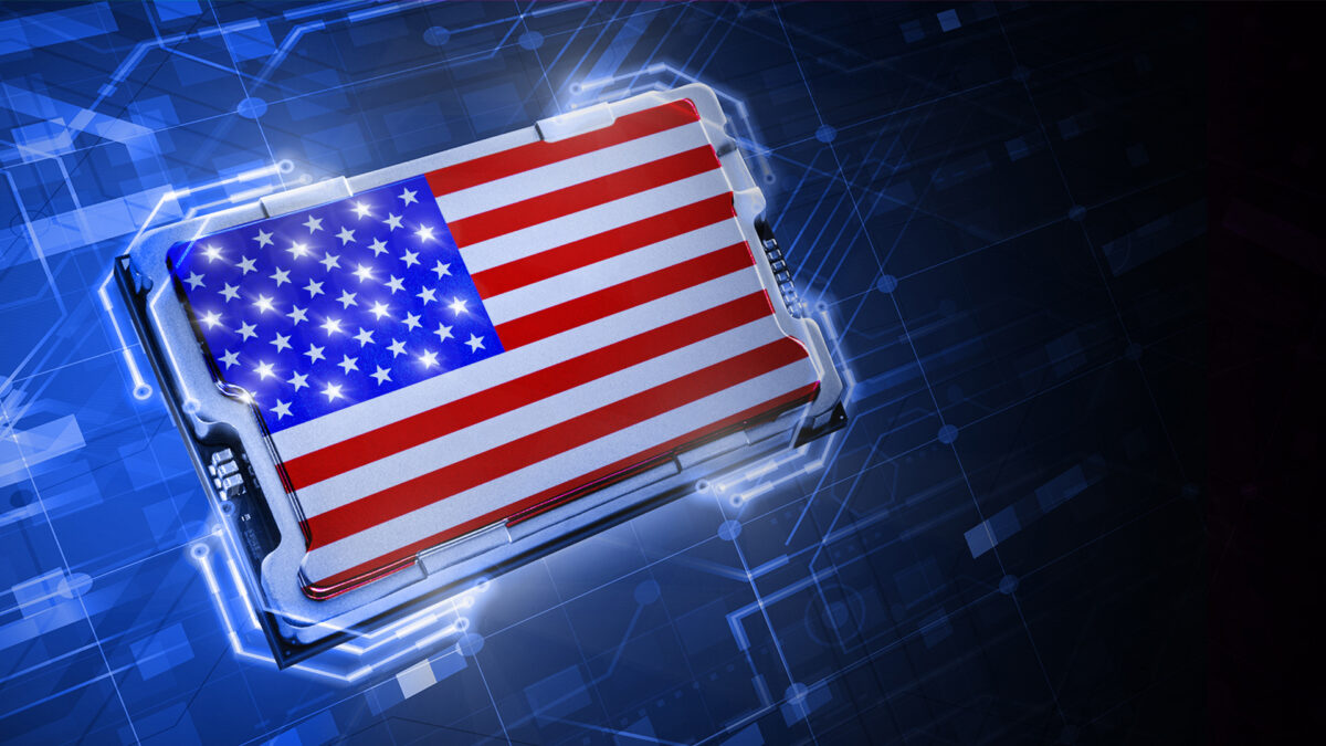 Intel chip with American flag
