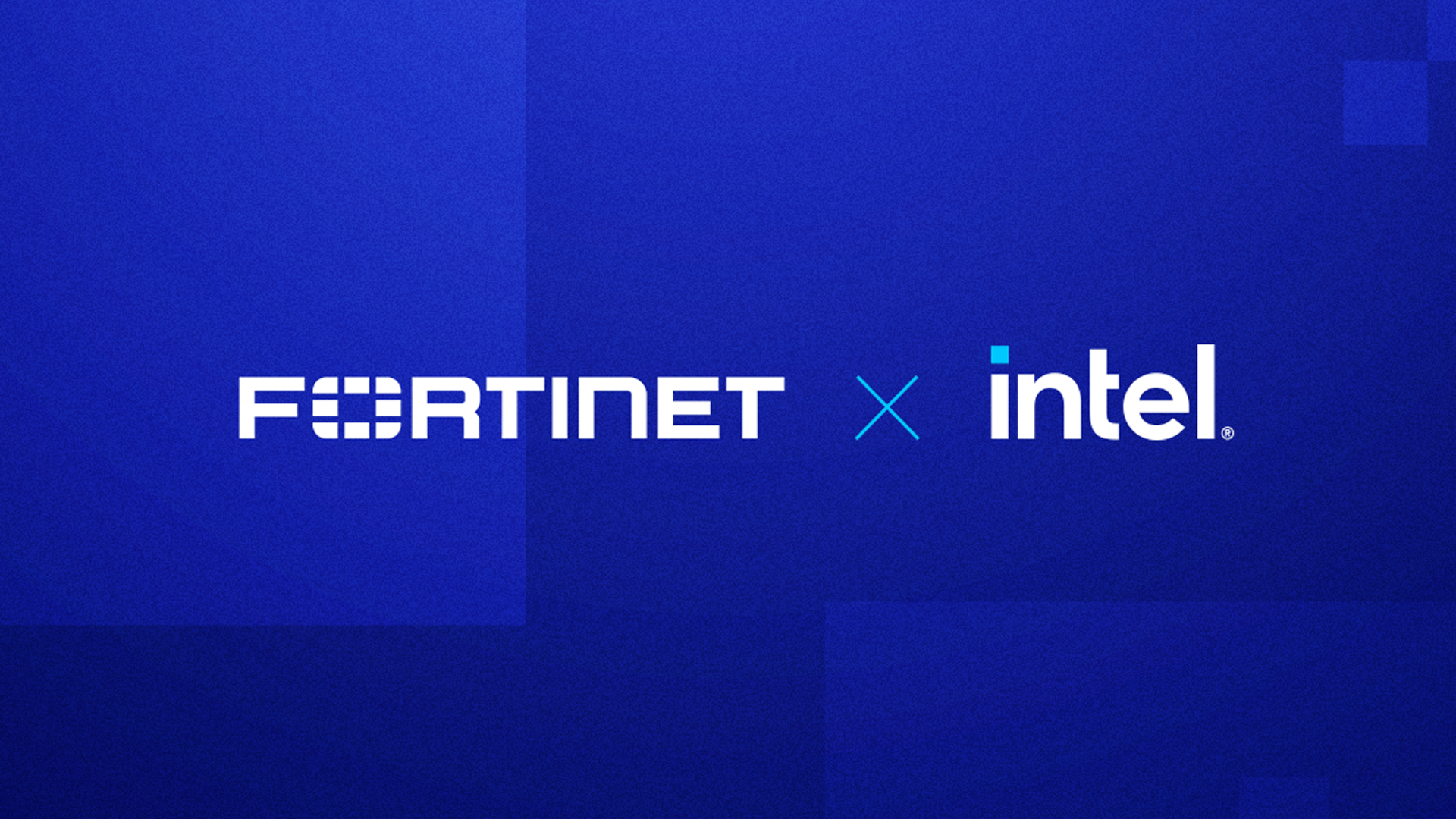 Fortinet and Intel logos on a blue background